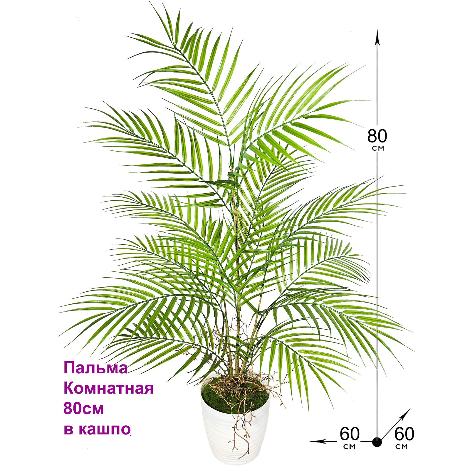 Искусственное растение Пальма комнатная 80см в кашпо от ФитоПарк