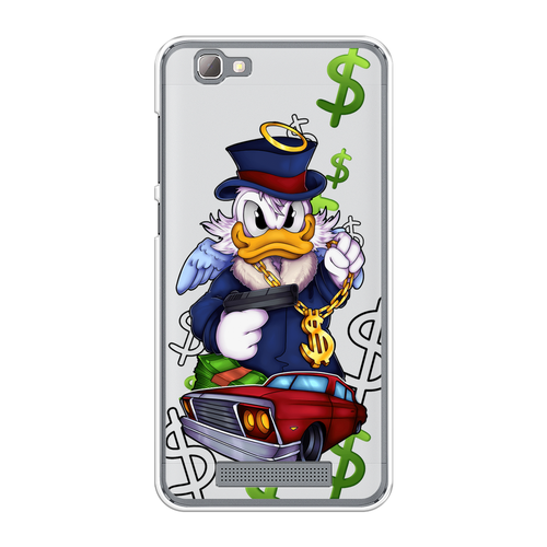 Силиконовый чехол на ZTE Blade A610 / ЗТЕ Блэйд A610 Scrooge McDuck with a Gold Chain, прозрачный