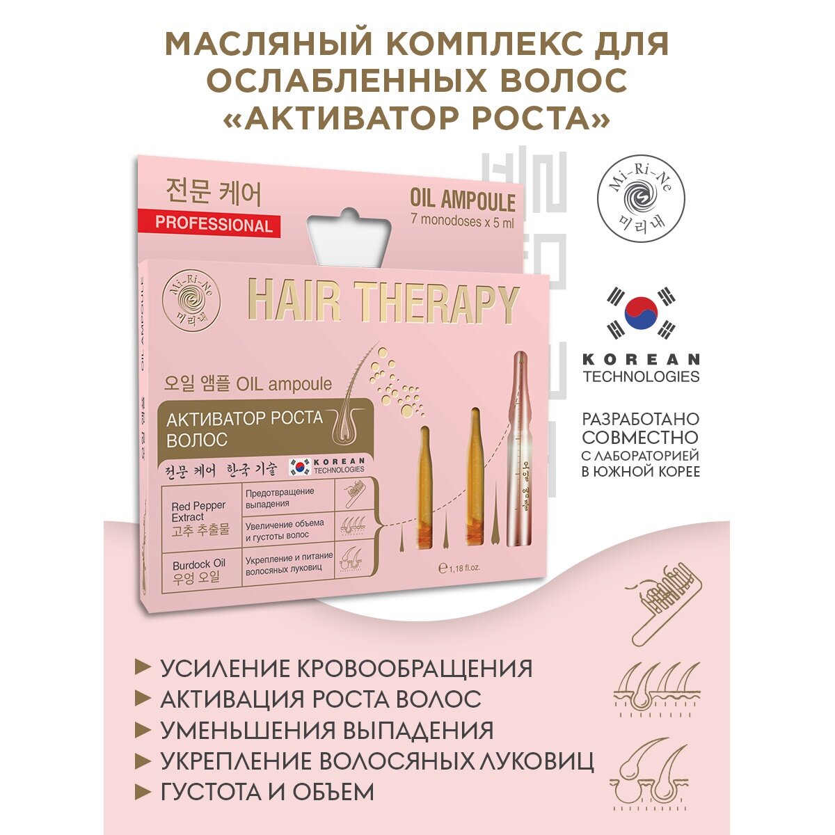 Масляный комплекс для ослабленных волос Mi-Ri-Ne Активатор роста, 35 мл - фото №9