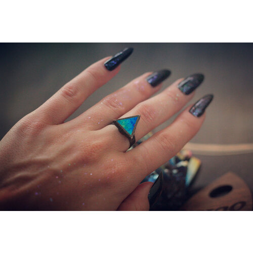 Кольцо KATE SHO, стекло, безразмерное, мультиколор