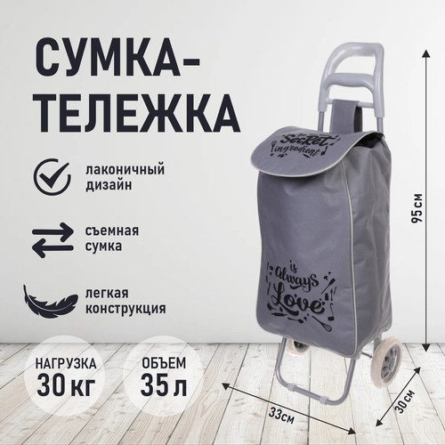 Сумка-тележка Селфи 946-171, 33х95х33 см, серый сумка тележка селфи 946 200 40 л 40х93х30 см синий