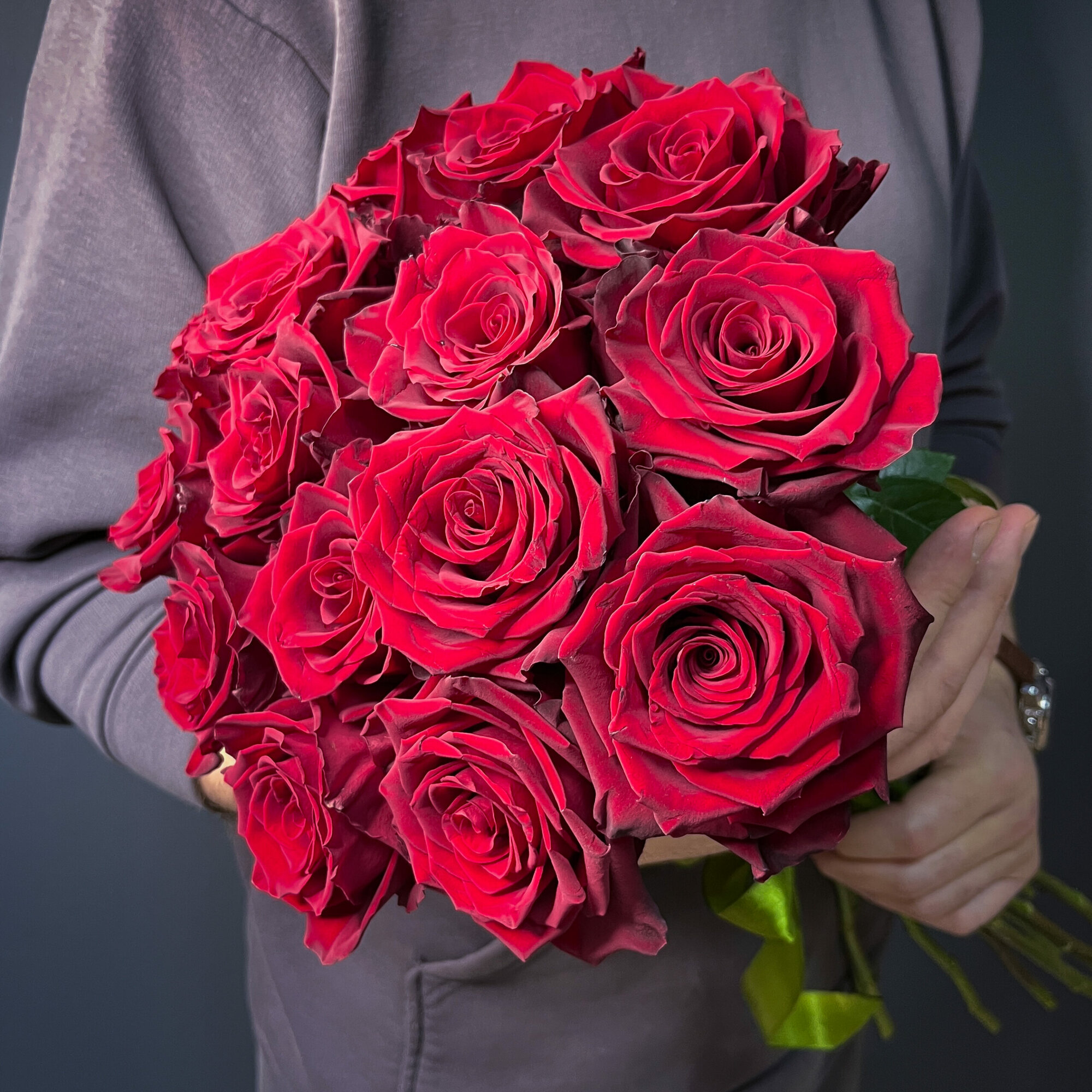 Букет "Красные розы" 15 штук, 70см, сорт "Эксплорер"