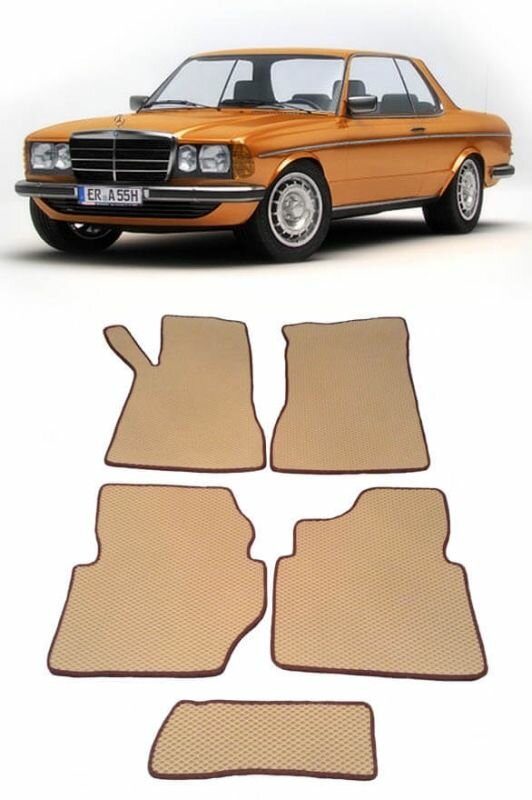 Ева коврики Mercedes-Benz (W123) coupe 1976 - 1985/ Ева ЭВА сота/ цвет Черный c черной окантовкой / EVA Smart / коврики в салон автомобиля Мерседес Бенц