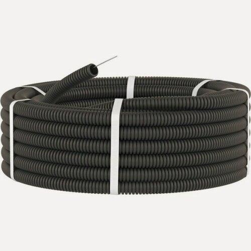 Изображение товара Труба гофрированная Dkc ПНД гибкая легкая d32мм с протяжкой черн. (уп.25м), 71732