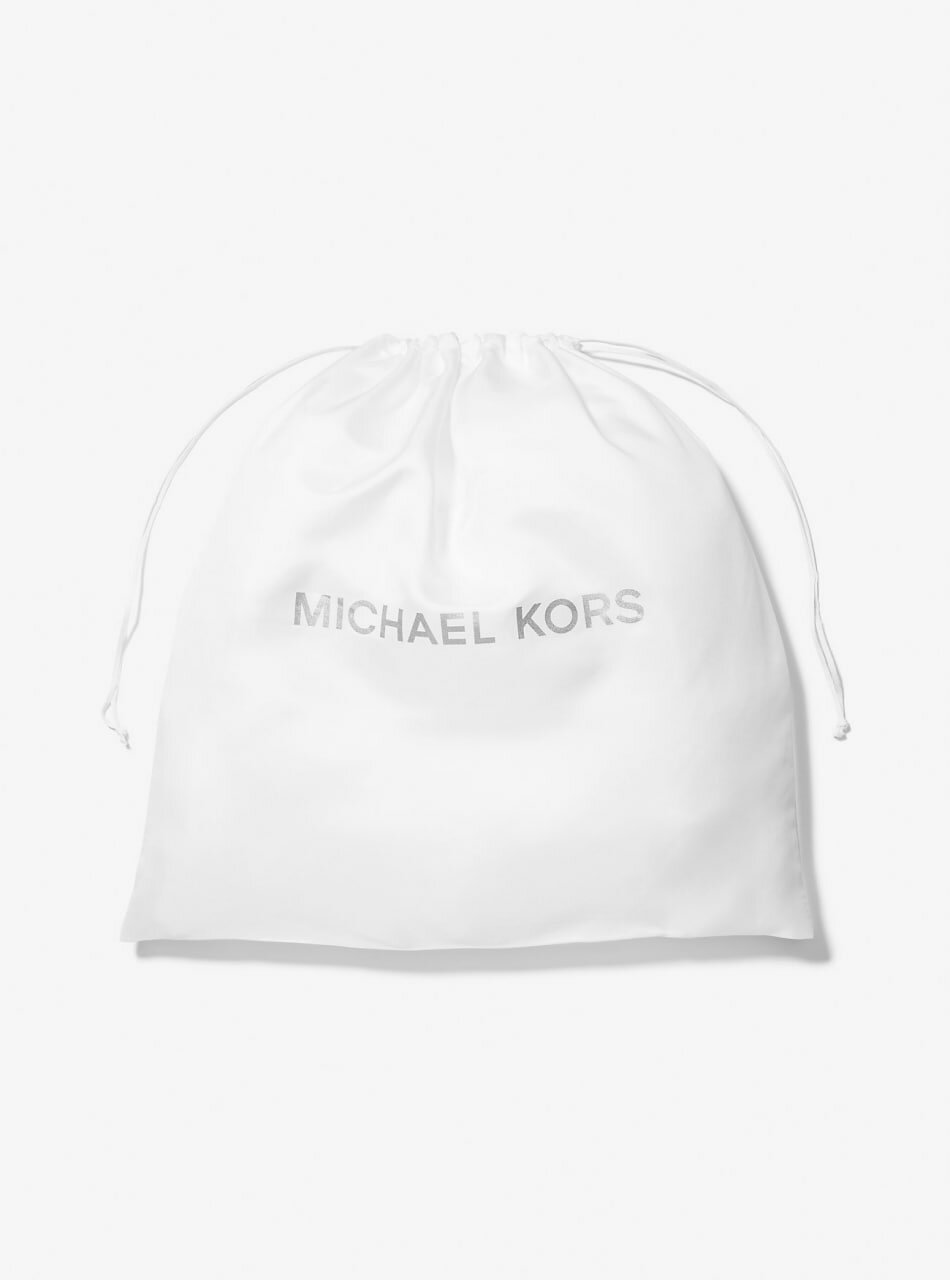 Сумка MICHAEL KORS коричневая мини-тоут в монограмму с ручками и плечевым ремнем — фото 1