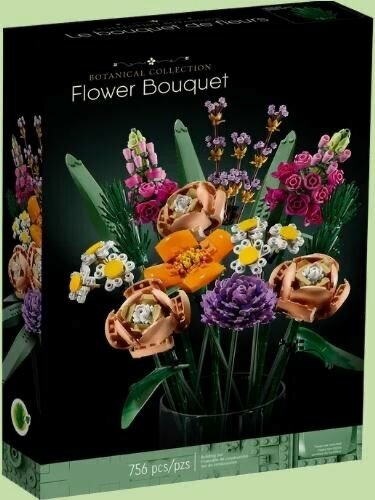 Изображение товара Конструктор иконс Букет цветов, 756 деталей, совместим с icons Flower Bouquet 10280