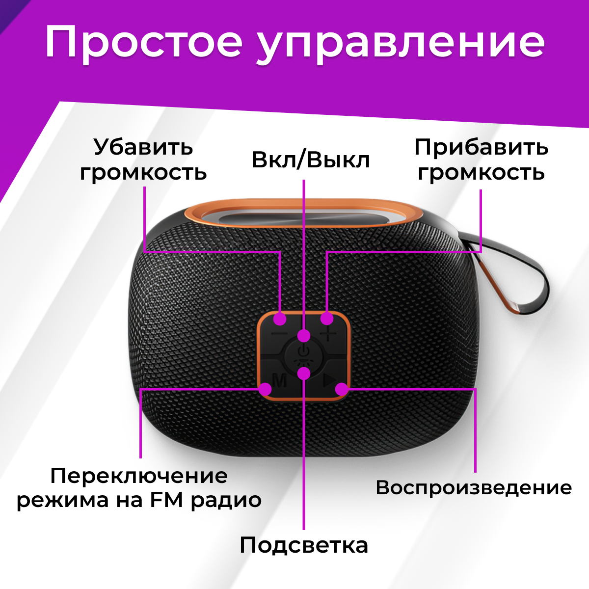 Музыкальная колонка Boombox 910 / Колонка Bluetooth с подсветкой / Черная — фото 1