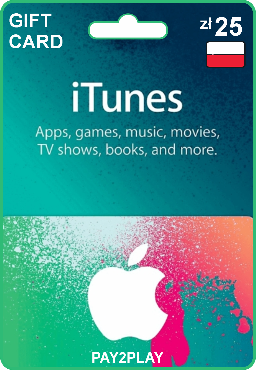 Подарочная карта Apple iTunes 25 PLN / Польша / Цифровой код, пополнение счета / iTunes Gift Card