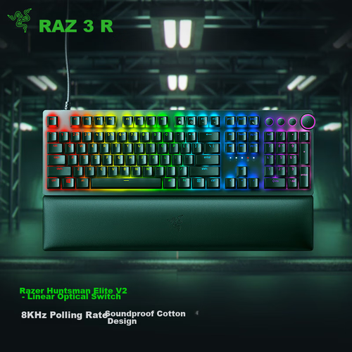 Механическая проводная игровая клавиатура Razer Huntsman V2 черная 104 клавиши PUBG с подставкой для запястья 31723₽