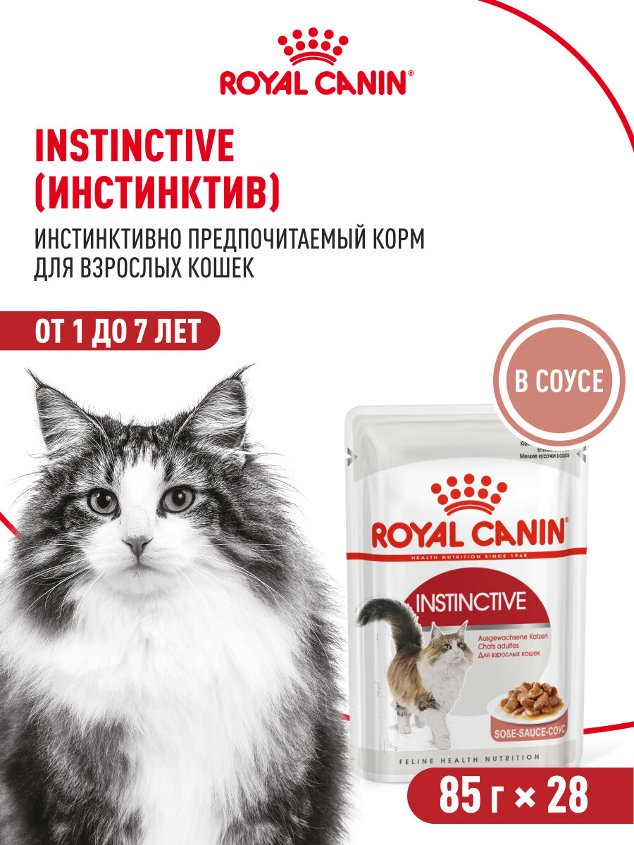 Влажный корм для кошек Royal Canin Instinctive в соусе, 28 шт по 85 г — фото 1