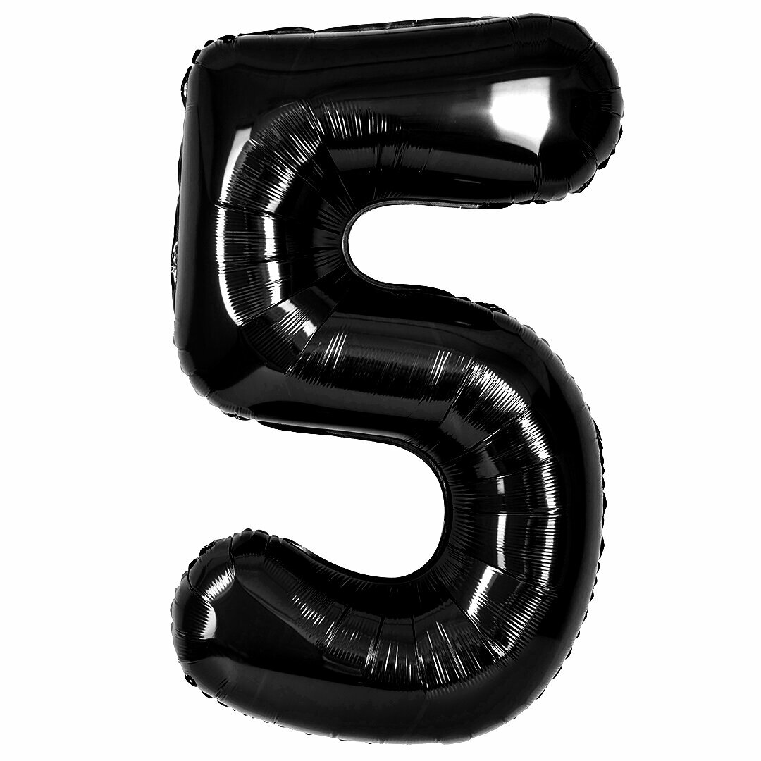 Воздушный шар цифра 5 черный 102 см