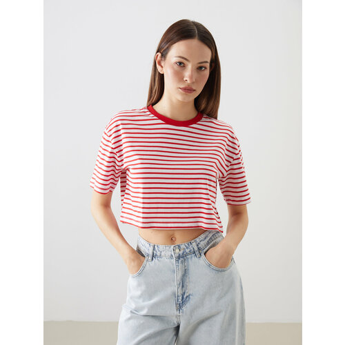 фото Кроп-топ lc waikiki, 1 шт., размер 2xl, red striped