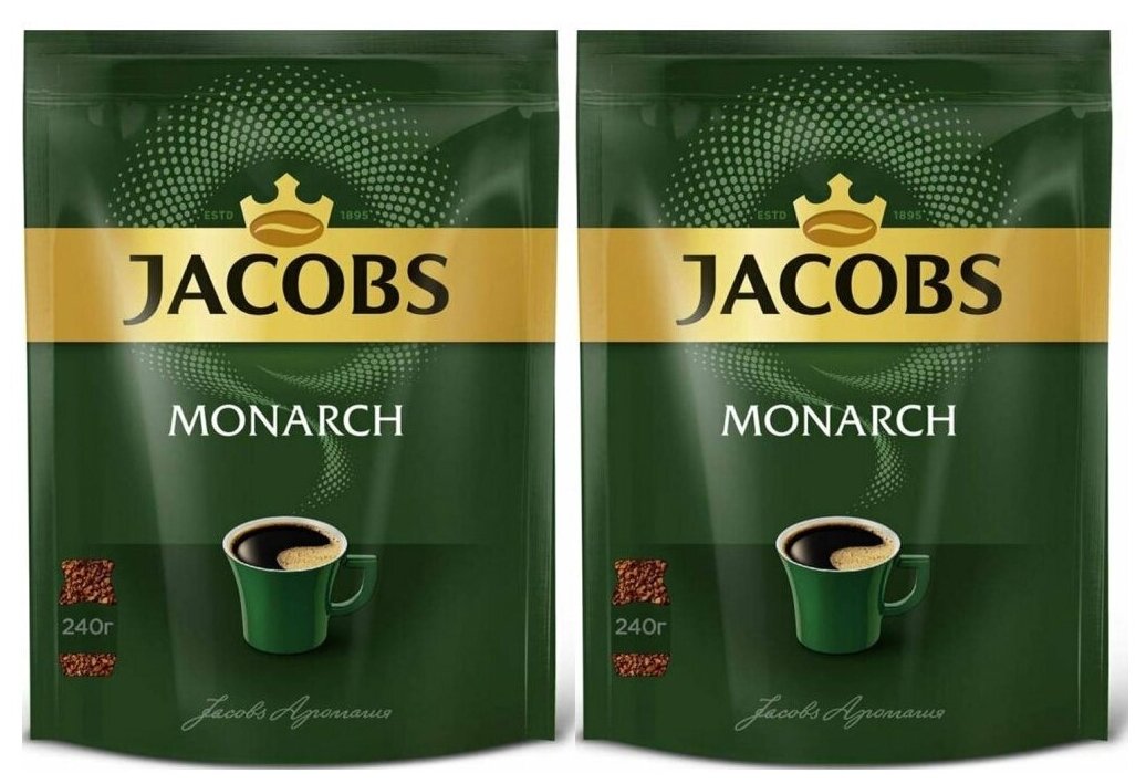 Кофе растворимый Jacobs Monarch, пакет, 2 уп. по 240 г