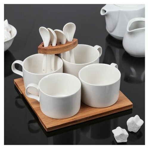 фото Набор кружек эстет 150 мл из 4 шт. с ложками 1537151 сима-ленд