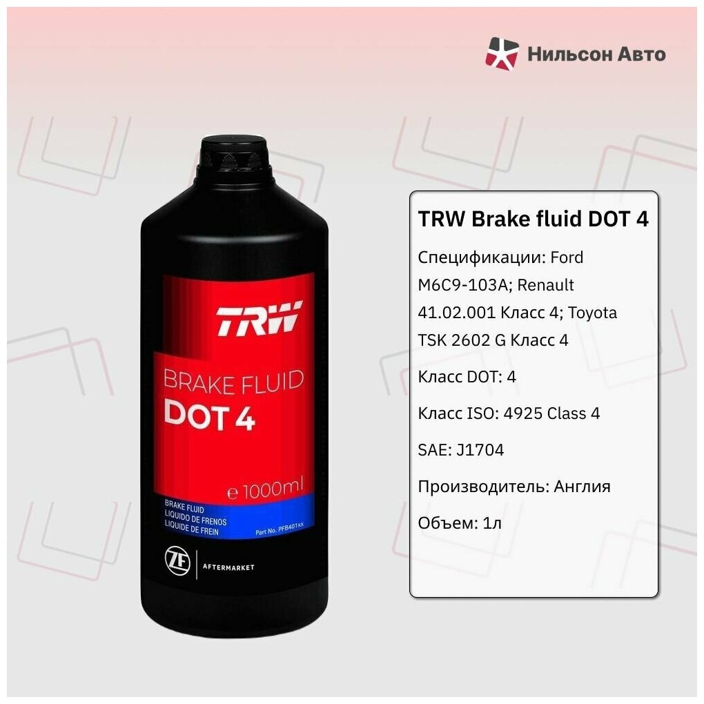 Тормозная жидкость TRW DOT-4 1 л.