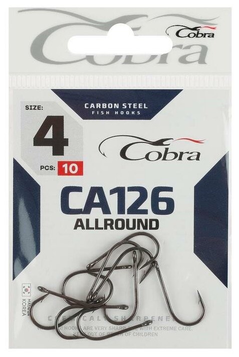 Крючки Cobra ALLROUND, серия CA126, № 4, 10 шт. 4479986