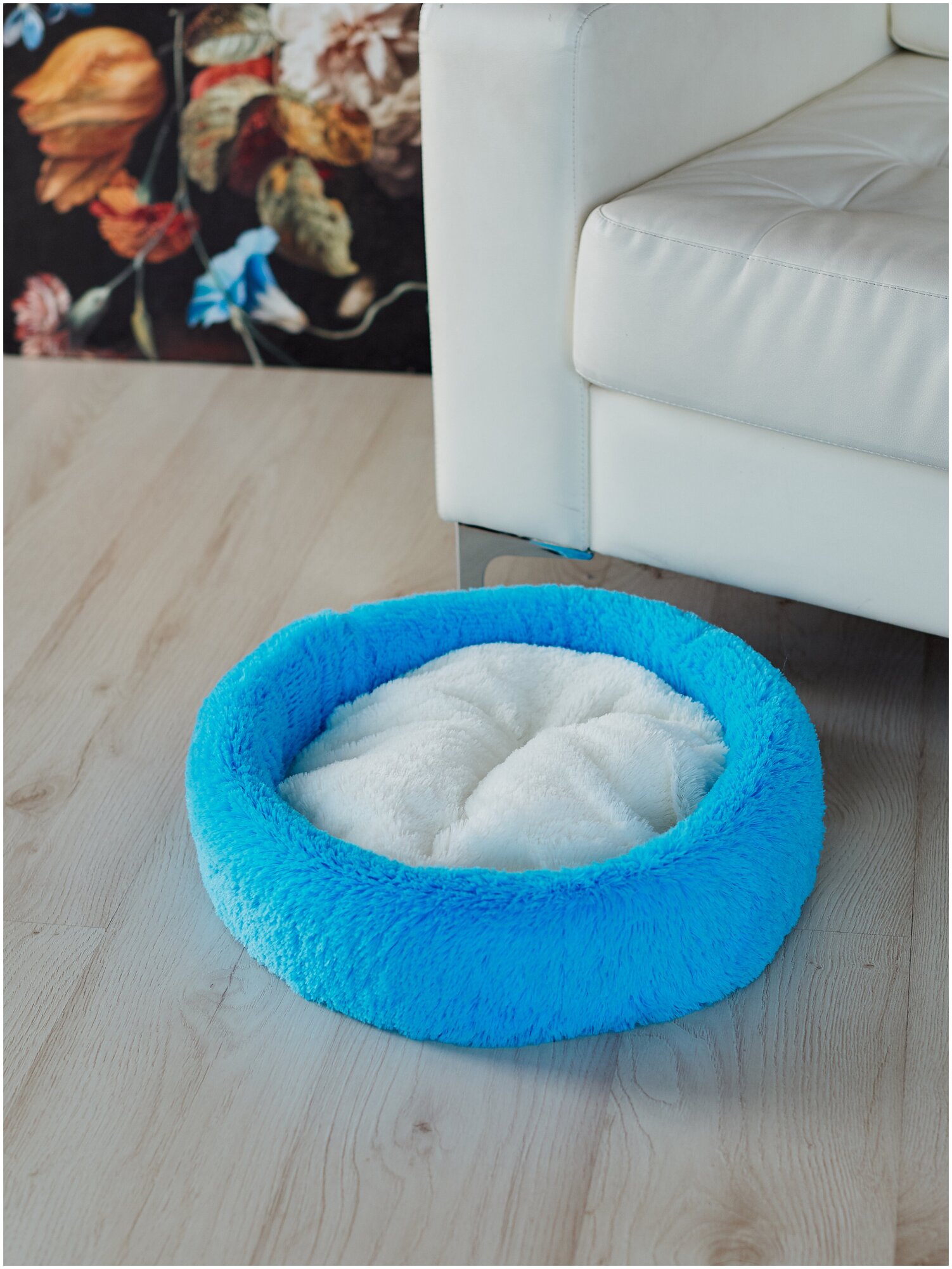 Лежанка для кошек и собак мелких пород , голубая , со съемной подушкой , ZooMoDa . - фотография № 5