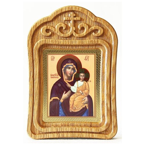 Икона Божией Матери Одигитрия Смоленская, резная рамка владимирская икона божией матери резная рамка