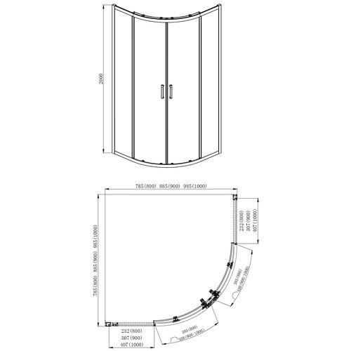 Душевой уголок Aquatek AQNAA2142-100 1000x1000x2000, хром aq naa 1142 90в душевой уголок квадратный двери раздвижные 900x900x2000 профиль черный стекло прозрачное