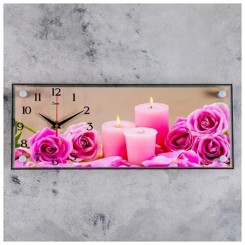 фото Часы настенные, серия: цветы, "розы и свечи", 20х50 см qwen