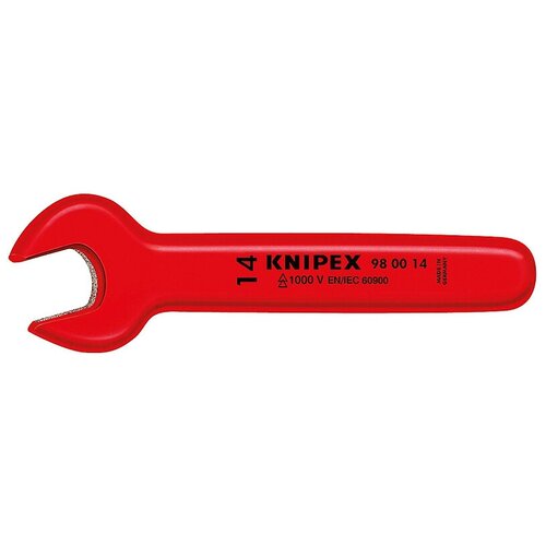 ключ гаечный рожковый knipex kn 980015 Ключ гаечный рожковый метрический VDE, размер под ключ 22 мм, 190 мм, диэлектрический