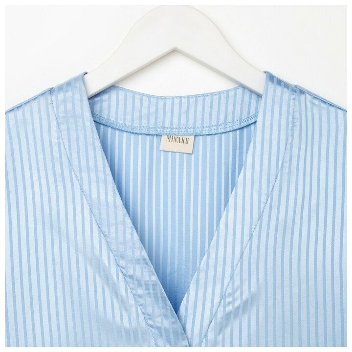 Пижама женская (сорочка, шорты) MINAKU: Light touch цвет голубой, р-р 48 - фотография № 3