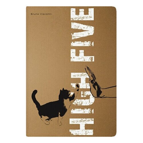 Тетрадь общая 40л, А5 Bruno Visconti Котик дай пять (клетка, сшивка, крафт-картон, бежевая бумага) 24шт. (7-40-081)