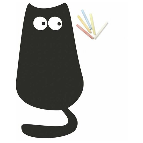 фото Магнитная меловая доска doski4you кот большой для рисования на холодильник + мел / детская грифельная черная