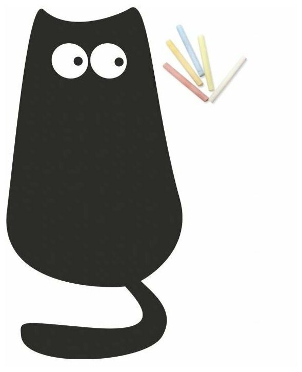 Магнитная меловая доска Doski4you Кот Большой для рисования на холодильник + мел / детская грифельная черная