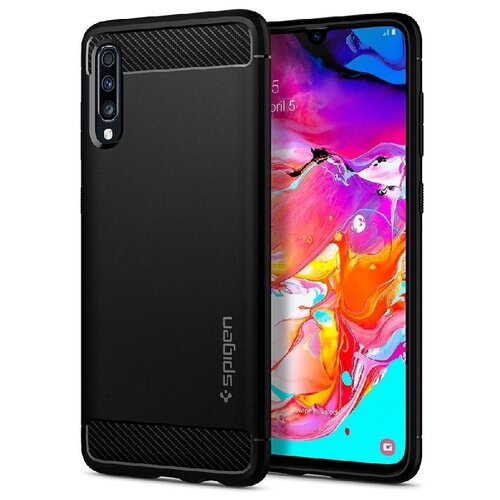 фото Прочный чехол spigen для galaxy a70 - rugged armor - черный - 620cs26386