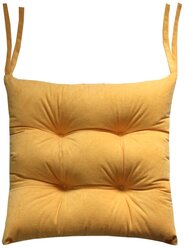 Подушка декоративная на стул MATEX VELOURS горчичный с завязками, чехол не съемный, ткань велюр, 42 см х 42 см х 13 см