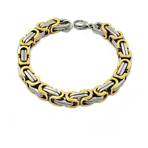 фото Браслет цепь с квадратным сечением и эффектным византийским плетением в цвете золото-серебро. длина 22см hagust