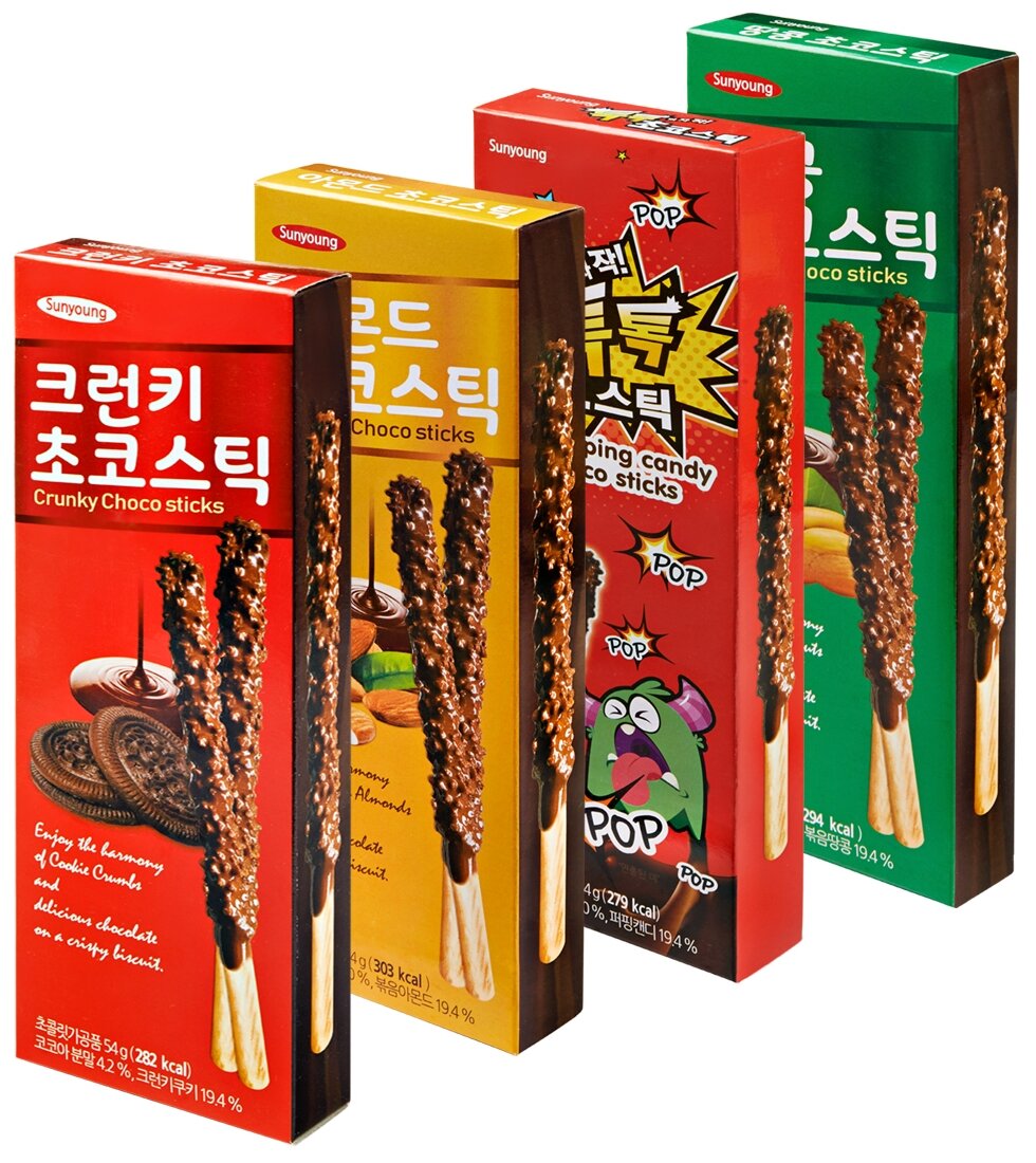 Соломка в шоколаде кранки, арахис, карамель, миндаль Sunyoung, 54 г