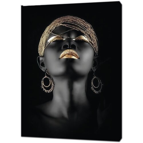 Холст/Картина Африканка Черная в золоте