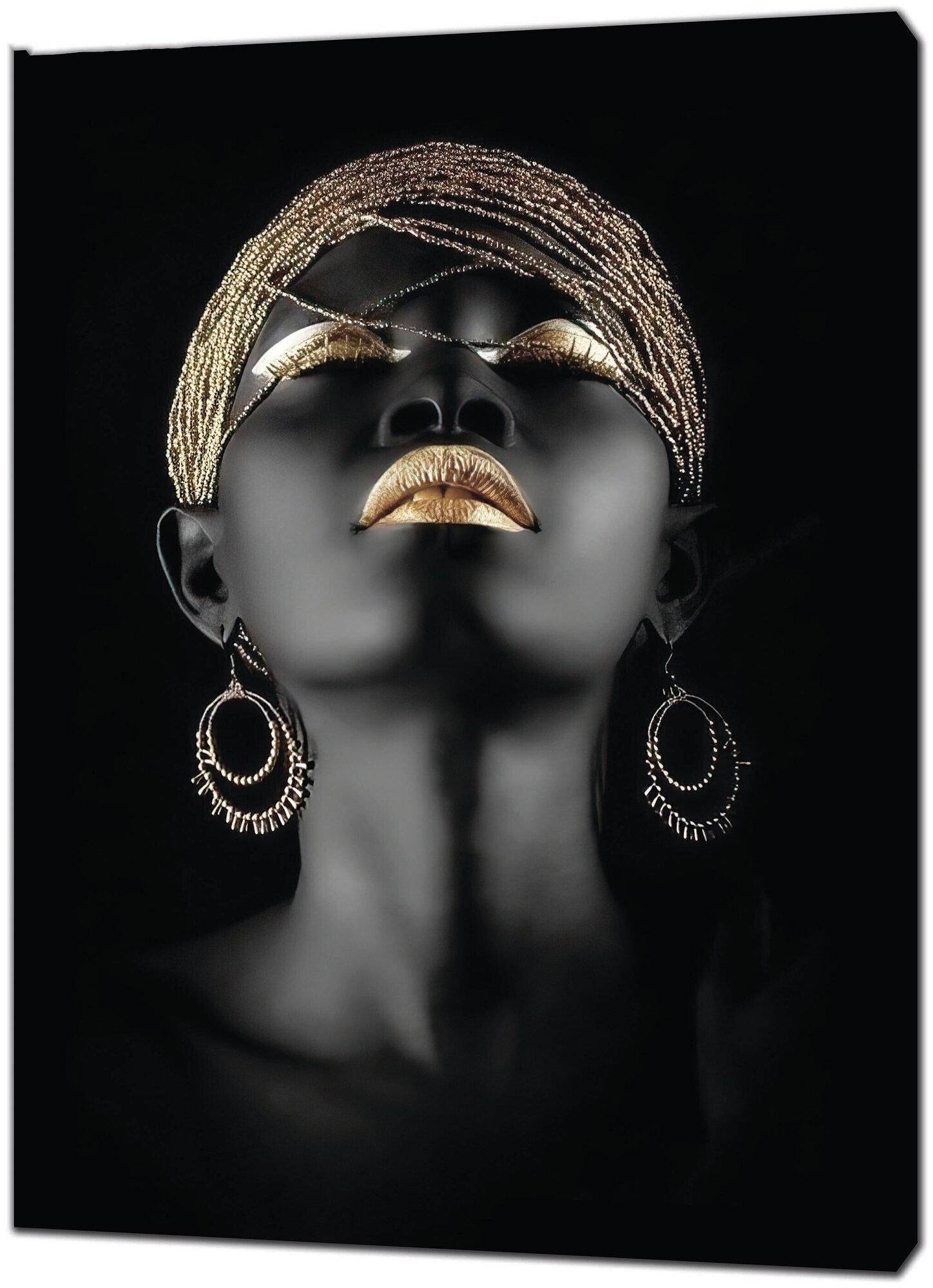 Холст/Картина Африканка Черная в золоте