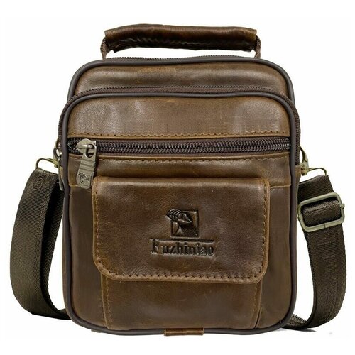 фото Сумка мужская из натуральной кожи 5534s brown fuzhiniao