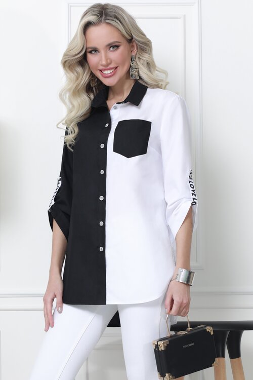 Блуза  DStrend, размер 48, черный, белый