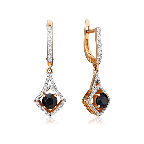 PLATINA jewelry Серьги из красного золота с сапфиром и бриллиантом 02-0867-00-105-1110-30