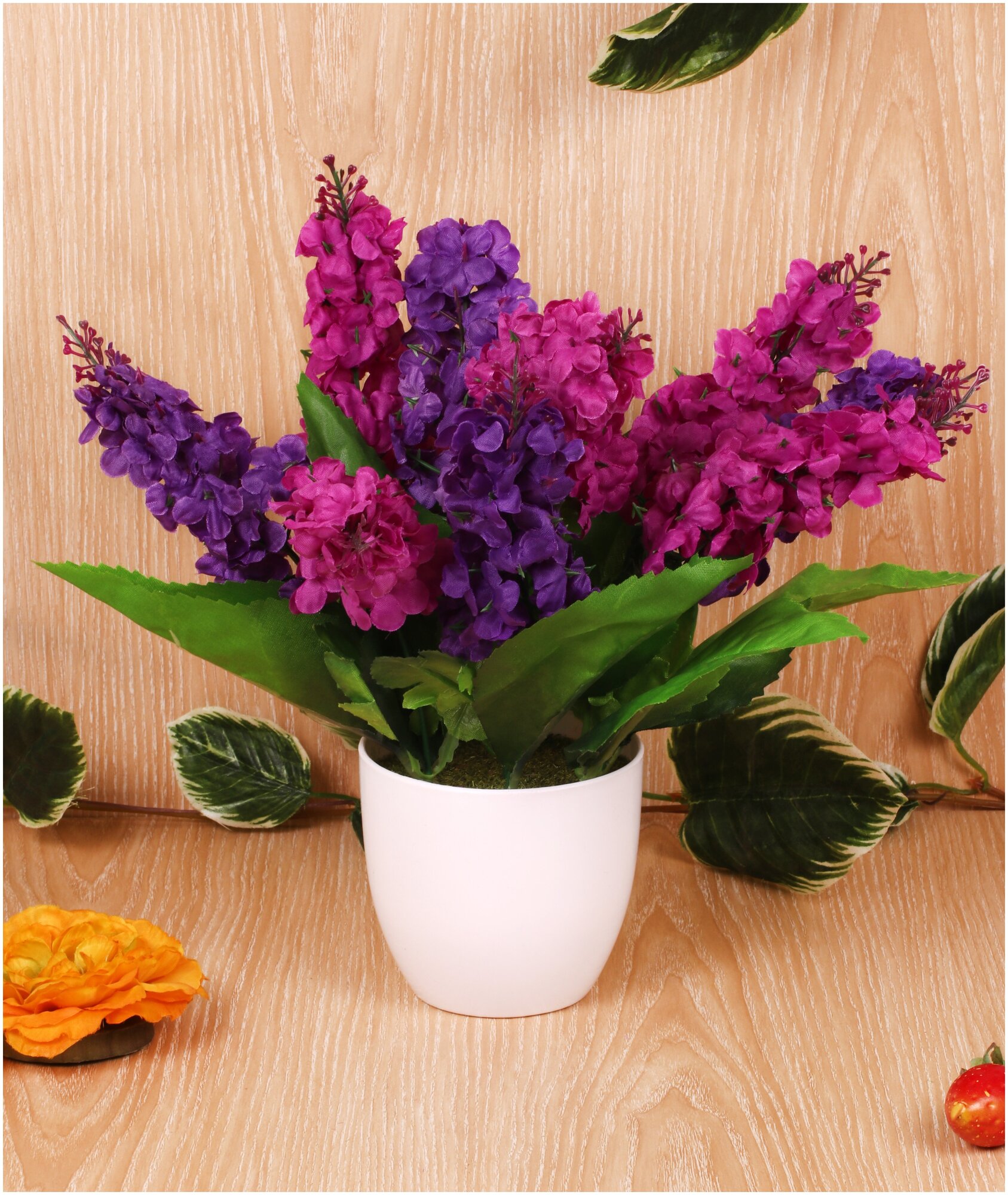Искусственные цветы / Сирень в горшке / Букет цветов / Искусственные растения / Фиолетовый