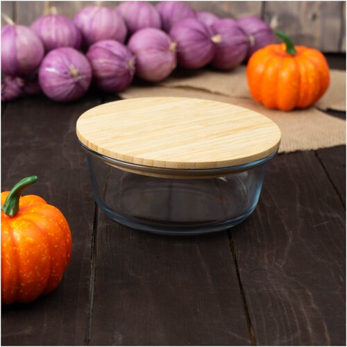 Контейнер из жаропрочного стекла с бамбуковой крышкой BellaTenero Эко 620 мл 1565 см 711₽