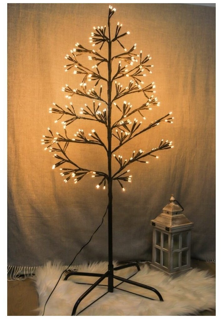 Kaemingk (Lumineo), Светящаяся ёлка волшебные кисточки мерцающая, чёрная, 140 экстра тёплых белых LED-огней, 78 см, уличная 493491