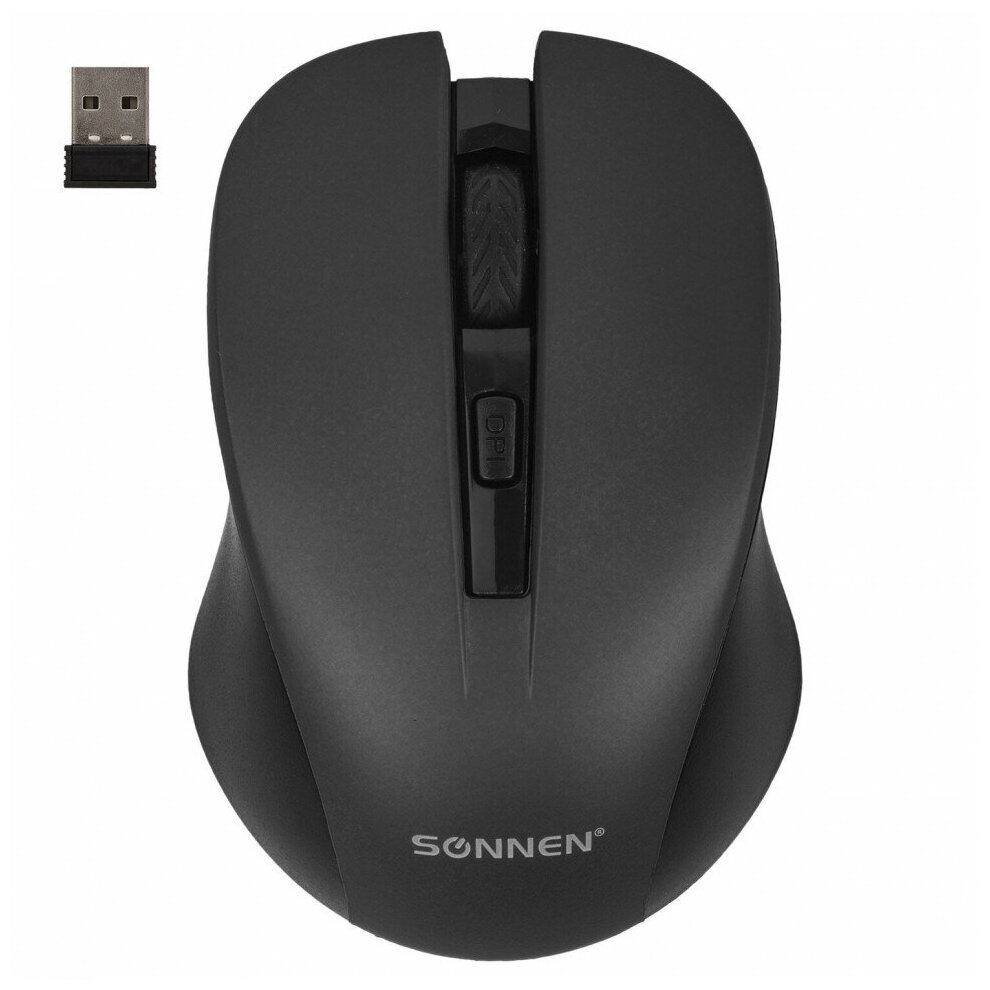 Мышь беспроводная с бесшумным кликом SONNEN V18, USB, 800/1200/1600 dpi, 4 кнопки, черная, 513514 513514