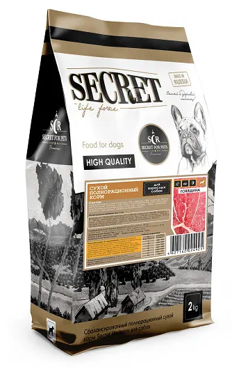 SECRET FOR PETS сухой корм для собак всех пород говядина, 2 кг