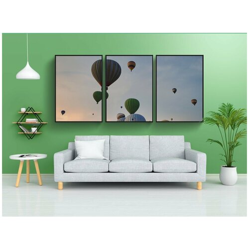 фото Набор модулных постеров для интерьера "воздушные шары, летающий, плавающий" 60x90 см. в тубусе, без рамки lotsprints