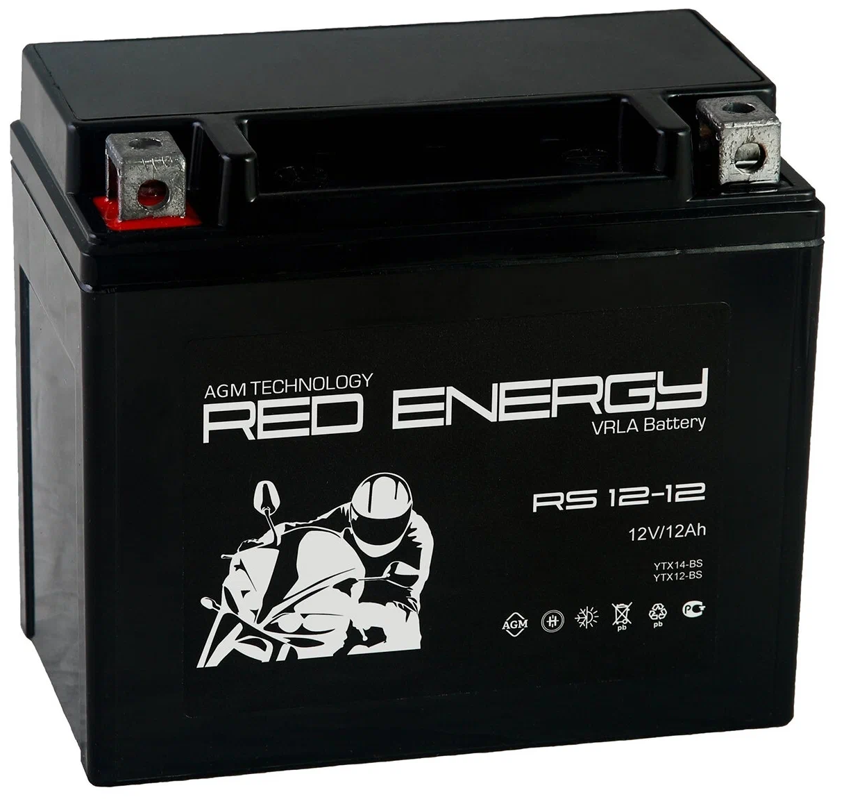 Аккумулятор Red Energy RS-1212 для мототехники (12В 12Ач / 12V 12Ah / стартерный ток 190А) YTX14-BS YTX12-BS