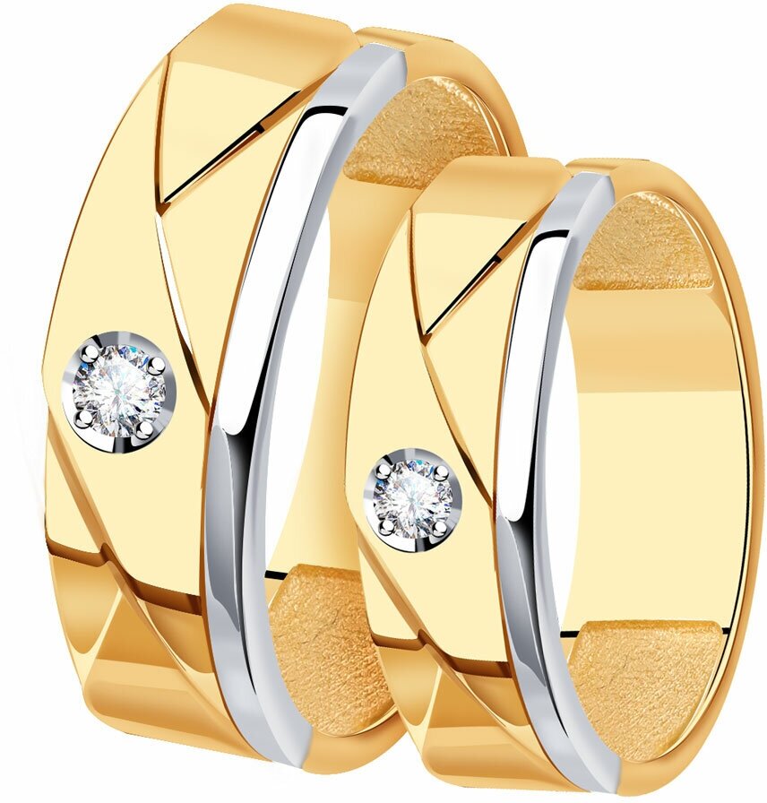 Кольцо обручальное Diamant online, золото, 585 проба, бриллиант, размер 19, бесцветный