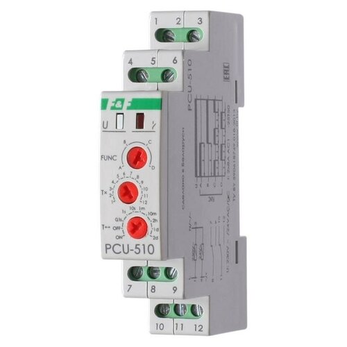 Реле времени PCU-510 2х8А 230В 2 перекл. IP20 многофункц. монтаж на DIN-рейке F&F EA02.001.009 rs-EA02.001.009