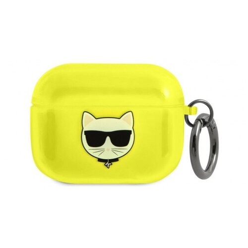 фото Чехол с карабином cg mobile karl lagerfeld tpu fluo with ring choupette для airpods pro, цвет желтый (klapuchfy)