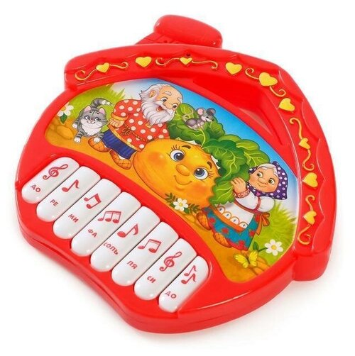 Музыкальная игрушка-пианино Любимые сказки , звук, батарейки, цвет красный