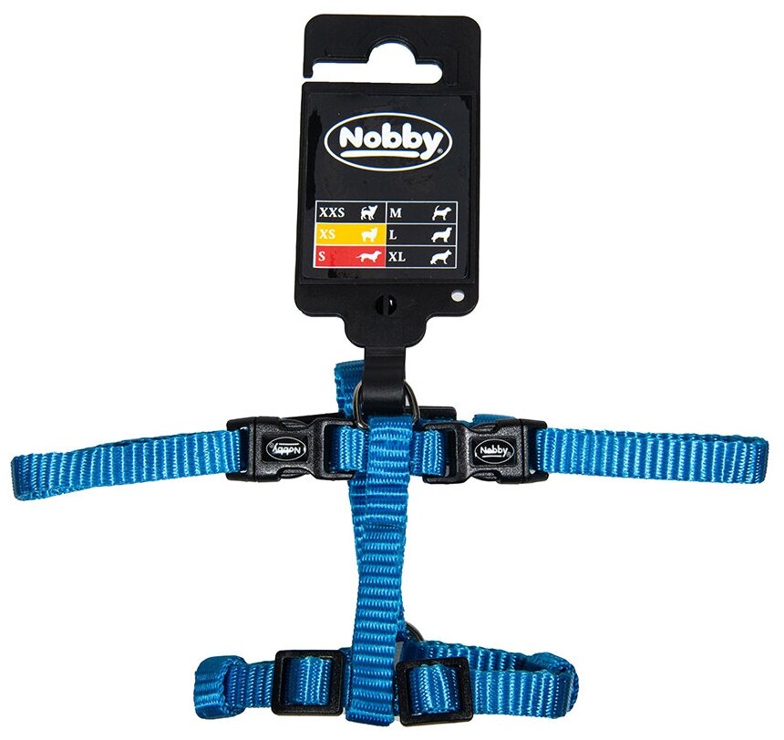 Nobby Шлейка для собак Classic, нейлон, голубая, грудь 20-35 см, ширина 10 мм - фотография № 3